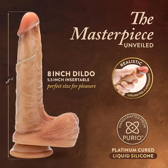 DaVinci Ultra Realistic 8 Inch Silicone Dildo with Sliding Foreskin – Caramel