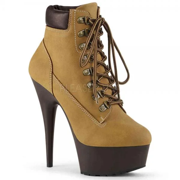 Delight 6″ Heel Lace Up Bootie – Tan – Size