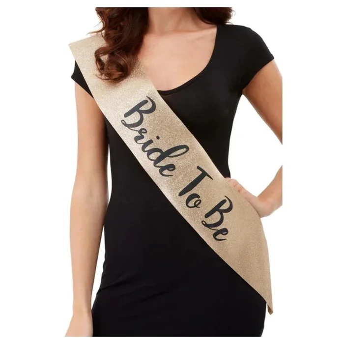 Deluxe Glitter Bride to Be Sash – Black and Gold