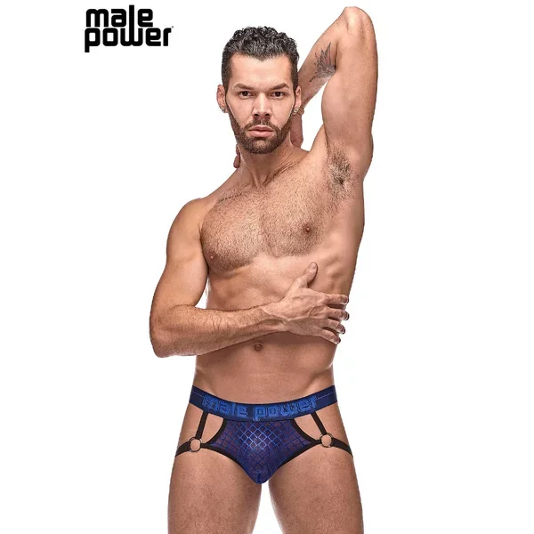 Diamond Mesh Jock Ring Navy L/xl
