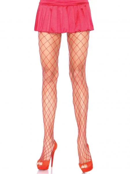 Diamond Net Pantyhose – Red