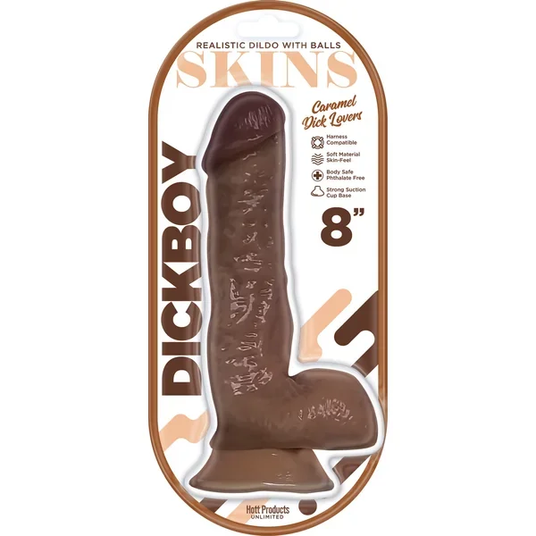 Dickboy – Skins – Dildo With Balls – 8 Inch – Caramel Dick Lover