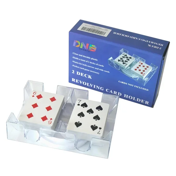 Dnb Revolving Playing Card Tray 2 Deck Plastic Rotating Canasta Card Holder