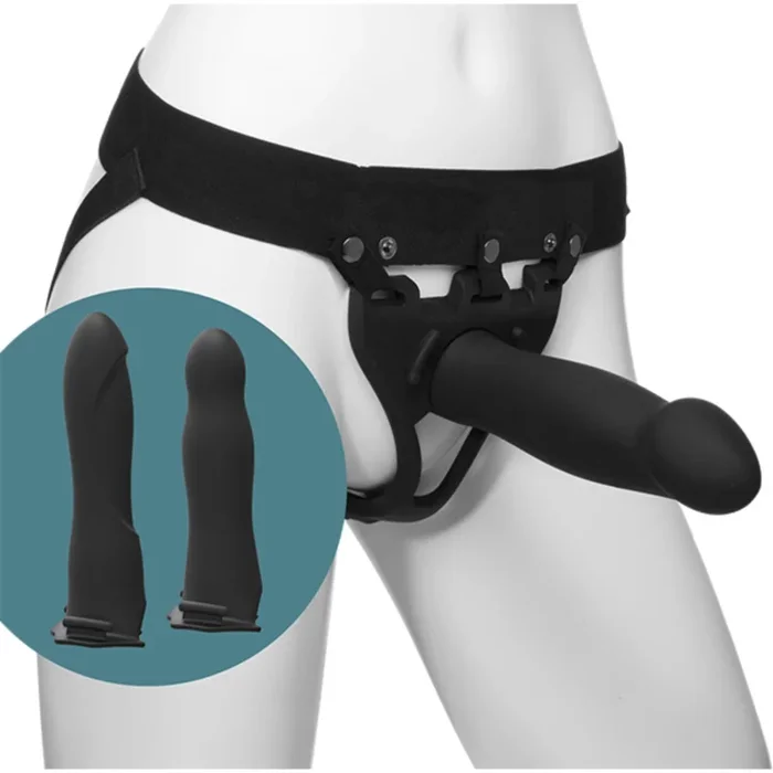 Doc Johnson Body Extensions 4 Piece Hollow Silicone Strap-On Set Black