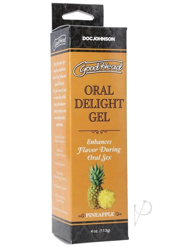 Doc Johnson GoodHead Pineapple Flavored Oral Delight Gel – 4 oz Bottle