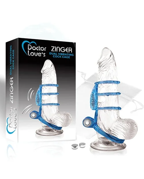 Doctor Love’s Zinger Dual Vibrating Cock Cage – Blue