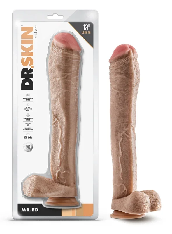Dr. Skin – Mr. Ed – 13 Inch Dildo With Balls – Beige