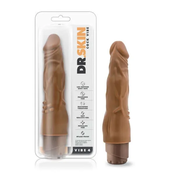 Dr. Skin Cock Vibe Vibe 4 Mocha Brown Realistic Vibrating Dildo