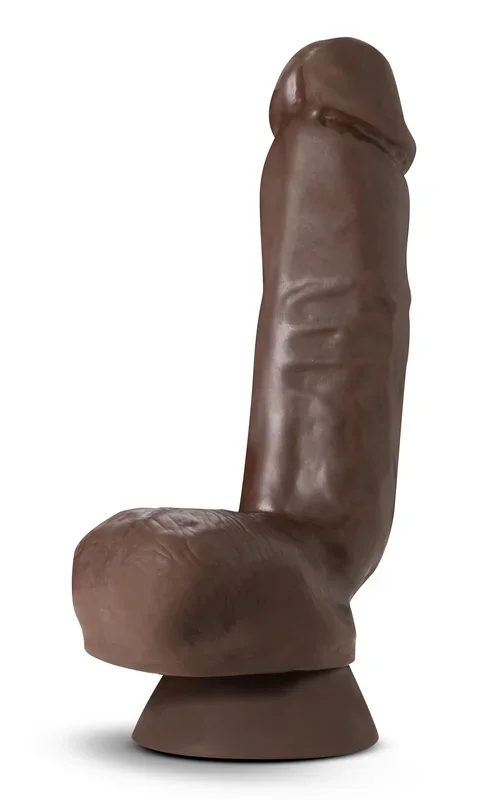Dr. Skin Plus – 8 Inch Thick Poseable Dildo With Squeezable Balls – Chocolate