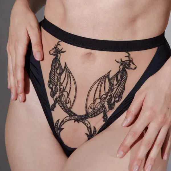 Dracona Thong – Black/Butterscotch –