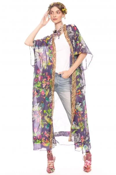 Dreaming of Paradise Kimono – Vintage Lilac Bird Floral
