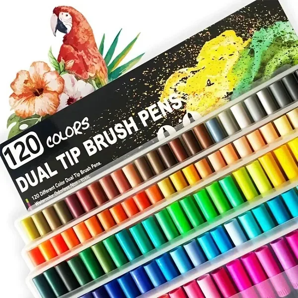 Dual Markers Brush Pen | Colored Pen Fine Point Art Marker & Brush Highlighter Pen