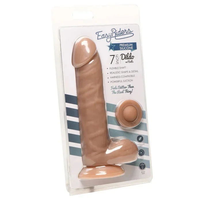 Easy Riders 7 Inch Medium Silicone Dildo with Realistic Balls