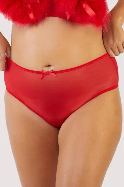 Elizabeth Mesh High Waisted Brief – Red –