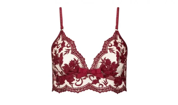 Embroidered Longline Bralette – Ruby Wine –