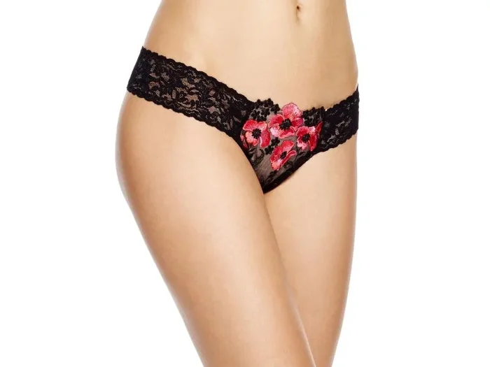 Embroidery Thong – Black & Fuchsia – One Size