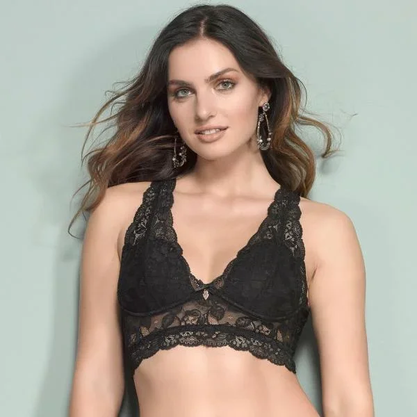 Emma Elegant Triangle Bralette – Black –