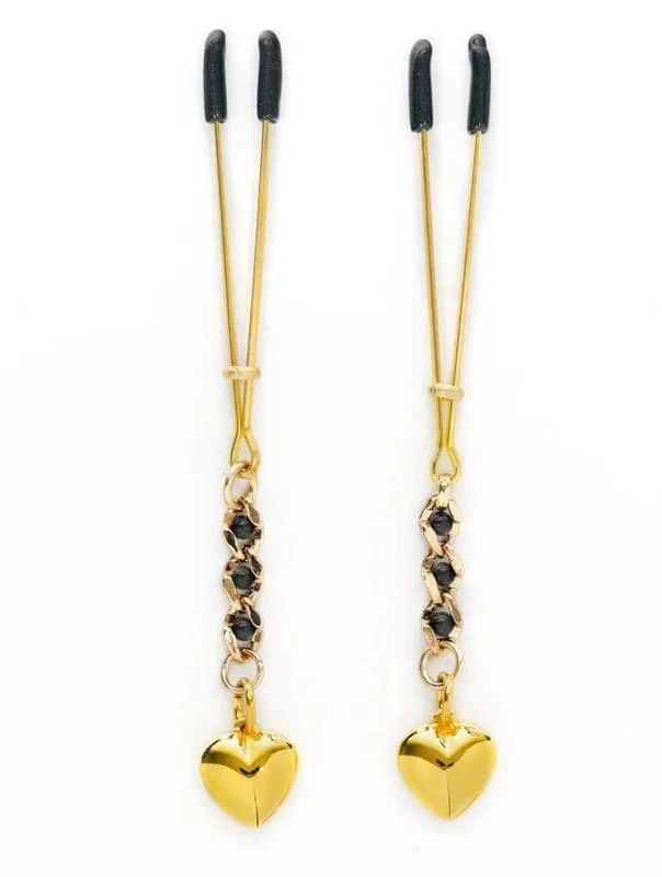 Enhance Sensation with Heart Pendant Tweezer Nipple Clamps by Spartacus Leather
