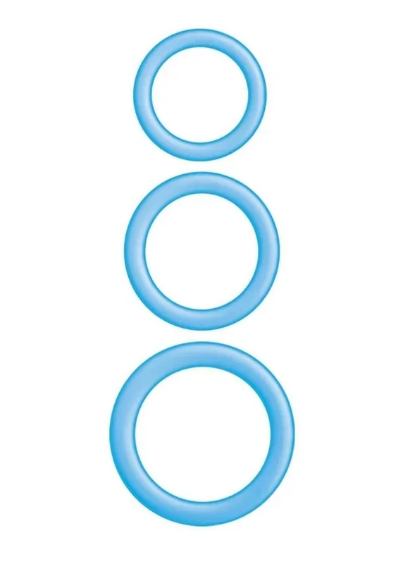 Enhancer Blue Glow Rings Silicone Cock Ring Set