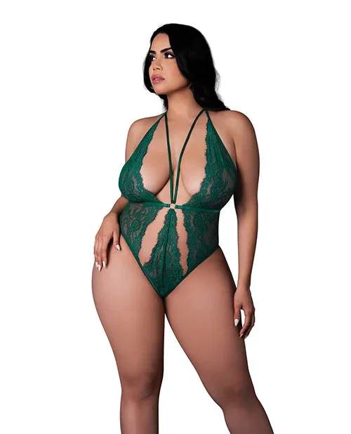 Evermore Lace Plunge Teddy – Emerald QN