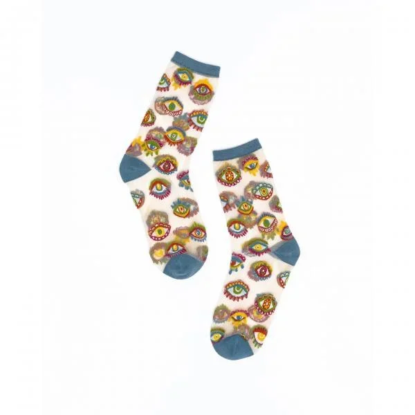 Evil Eye Sheer Crew Sock –