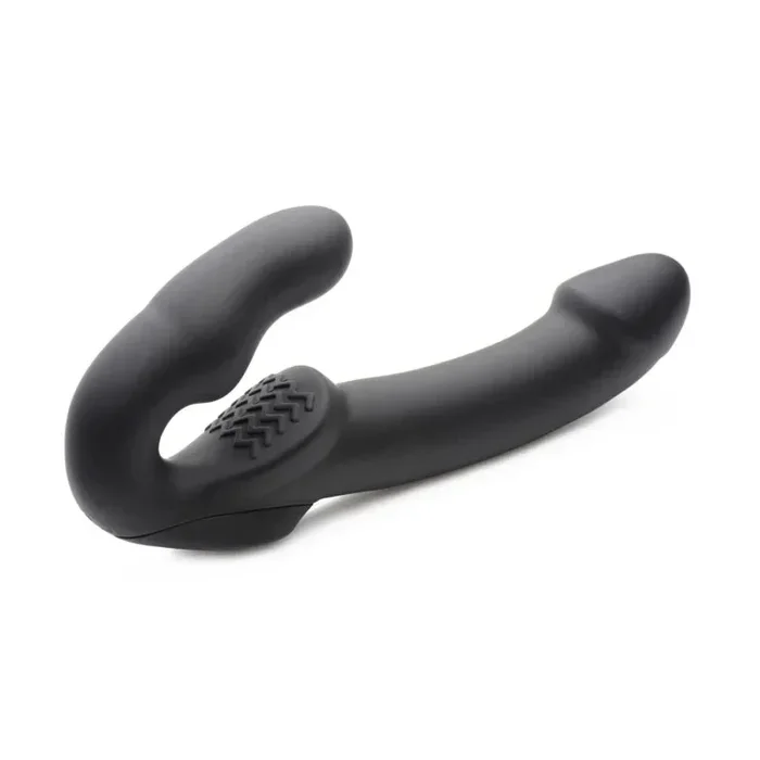 Evoke Rechargeable Vibrating Silicone Strapless Strap on – Black