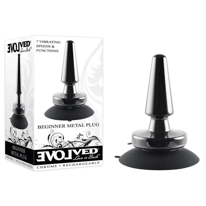Evolved BEGINNER METAL PLUG – Black Chrome 11.2 cm USB Rechargeable Vibrating Butt Plug