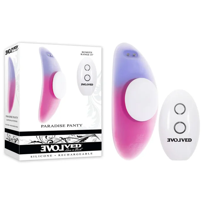 Evolved PARADISE PANTY – Pink/Purple USB Rechargeable Panty Vibrator with Remote Control