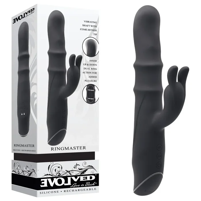 Evolved RINGMASTER – Black 23.1 cm USB Rechargeable Rabbit Vibrator