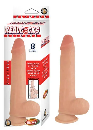 Experience Lifelike Sensations: Realcocks Sliders 8-Inch Flesh Beige Dildo