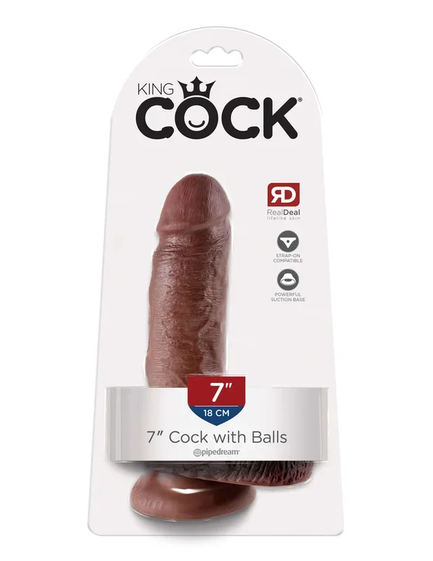 Experience Ultimate Realism with King Cock 7-Inch Brown Dildo – The Real Deal RD