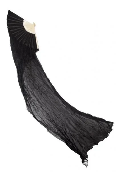 Fan Style Silk Veil – 1 Pair Set – Black