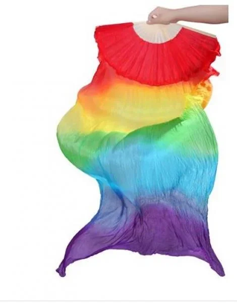 Fan Style Silk Veil – 1 Pair Set – Rainbow