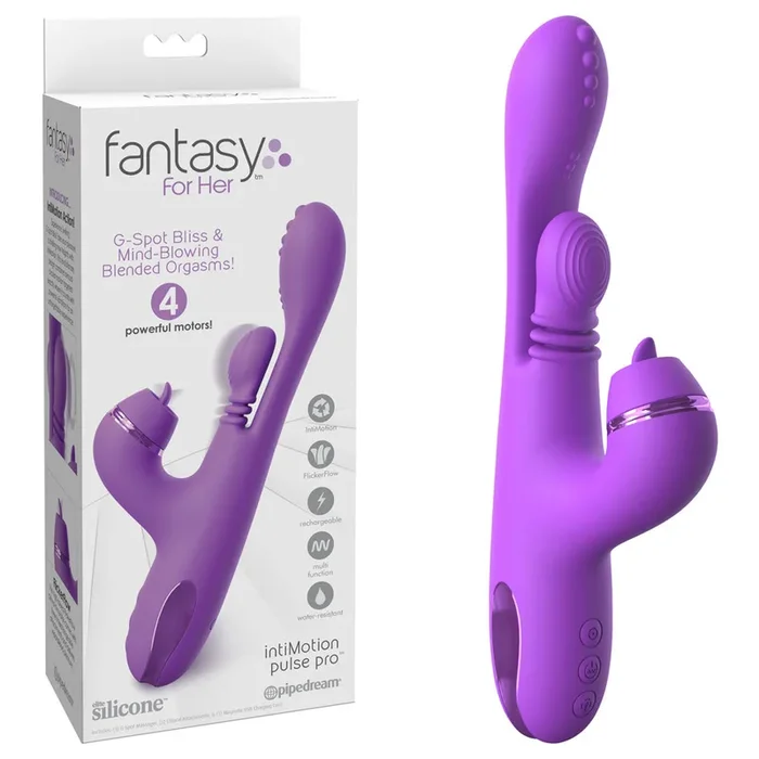 Fantasy For Her IntiMotion Pulse Pro – Purple 24 cm USB Rechargeable Swirling & Flicking Rabbit Vibrator