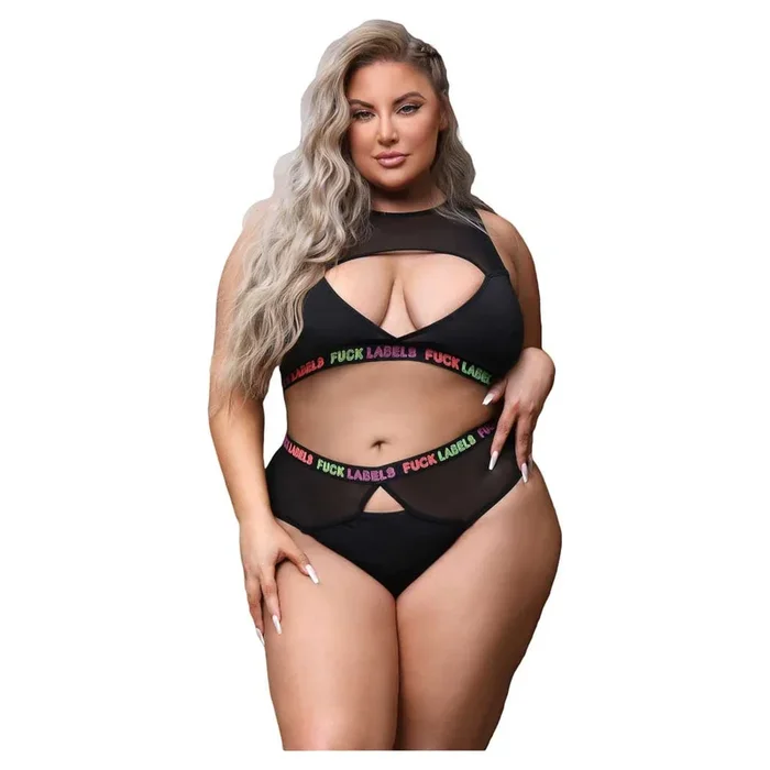 Fantasy Vibes Fuck Labels Crop Top and High Waist Bottoms