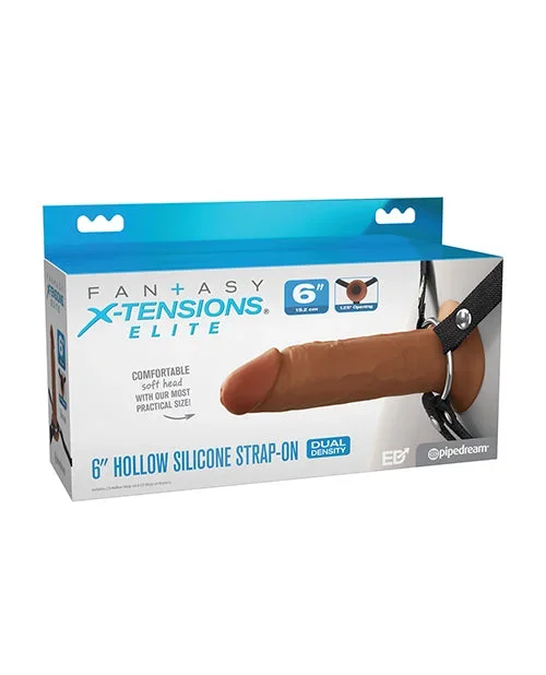 Fantasy X-tensions Elite 6″ Silicone Hollow Strap-on with Harness – Brown