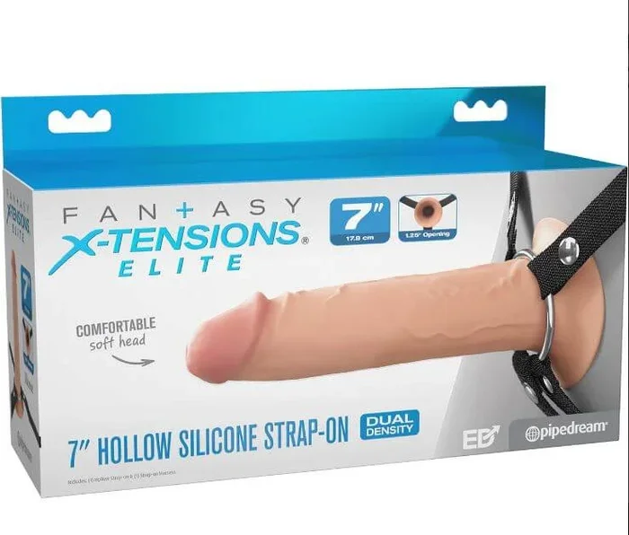 Fantasy X-Tensions Elite 7″ Silicone Hollow Strap-On Dual Density – Light