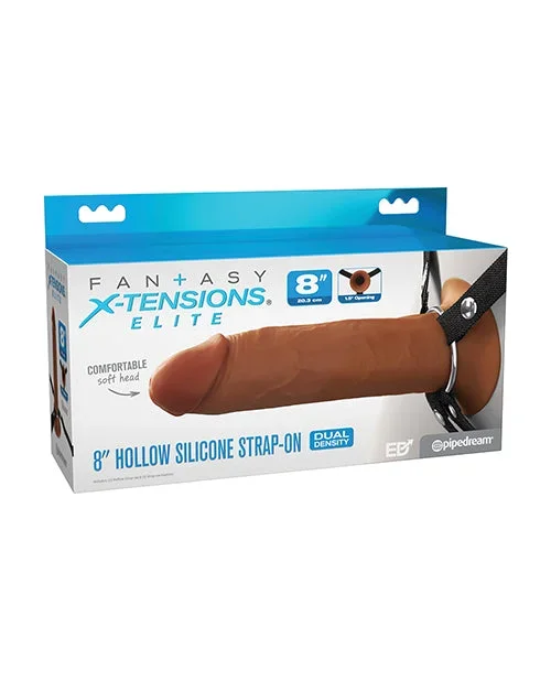 Fantasy X-Tensions Elite 8″ Silicone Hollow Strap-on with Harness – Brown