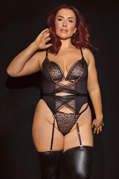 Feline Fatale Bustier & G-String – Black –