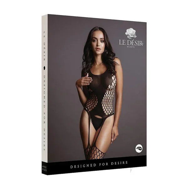 Fence Suspender Bodystocking Os Blk