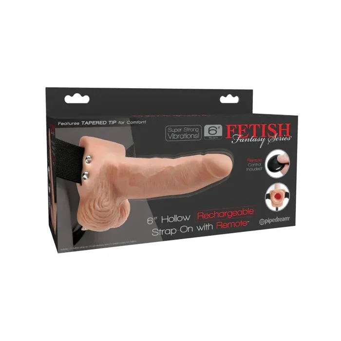 Fetish Fantasy Series 6″ Hollow Rechargeable Strap-on With Remote – Flesh