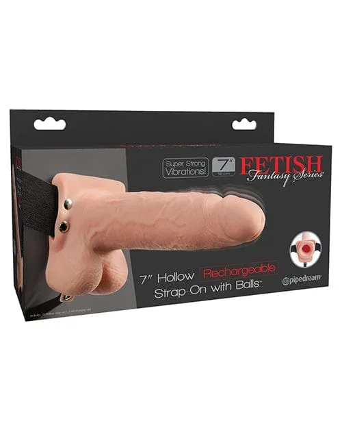 Fetish Fantasy Series 7″ Hollow Rechargeable Strap On with Balls – Flesh