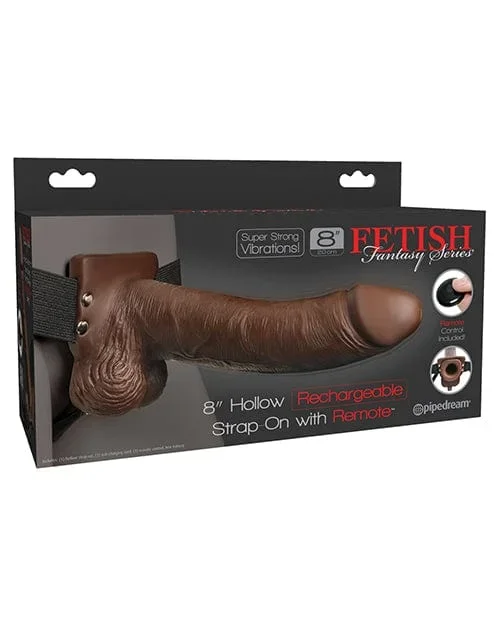 Fetish Fantasy Series 8″ Hollow Rechargeable Strap On with Remote – Brown