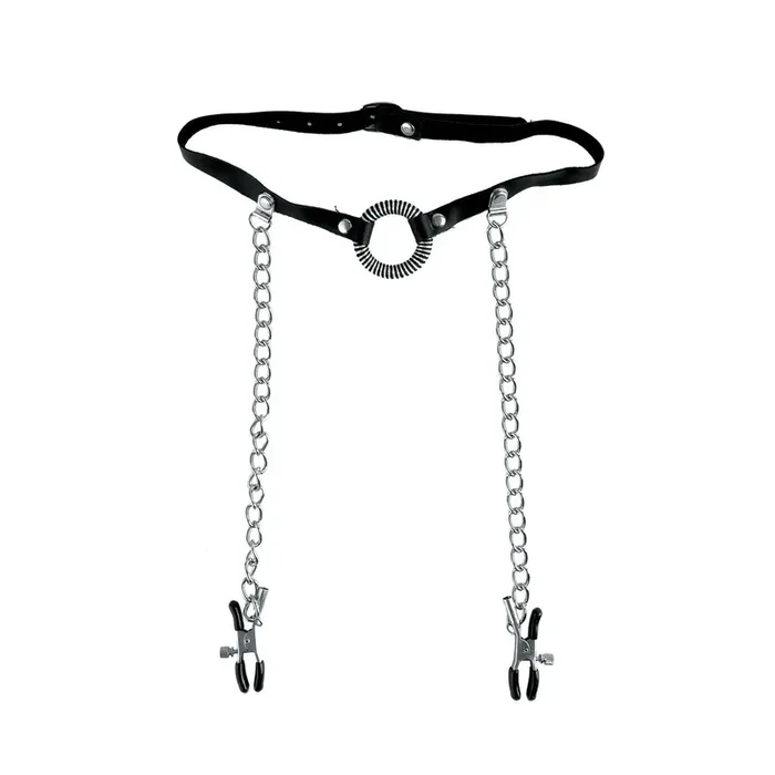 Fetish Fantasy Series Limited Edition O Ring Gag & Nipple Clamps Black