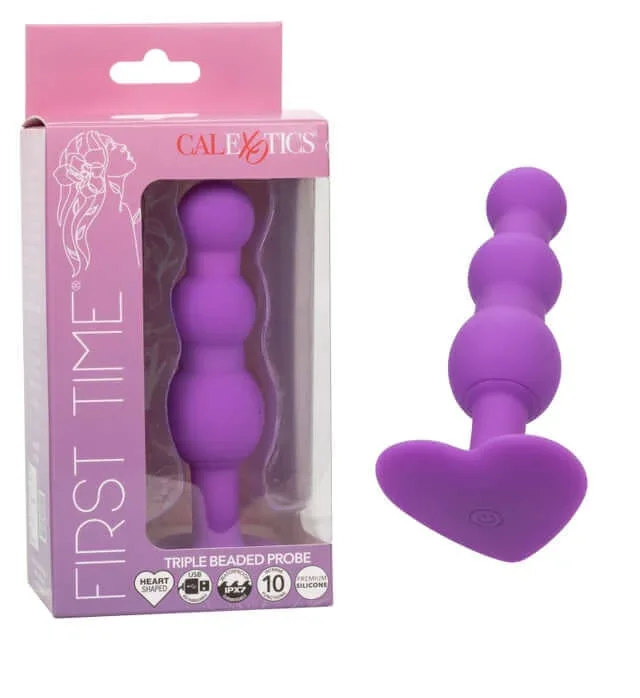 First Time Triple Beaded Anal Probe Vibrator Purple