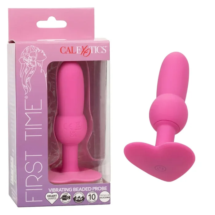 First Time Vibrating Beaded Anal Probe Vibrator Pink