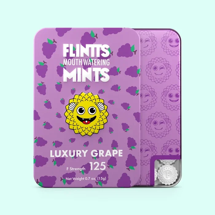 Flintts Mouth Watering Mints 2 Pack Luxury Grape – F-Strength 125