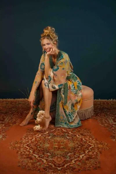 Folk Art Floral Kimono Gown – Petal – One Size