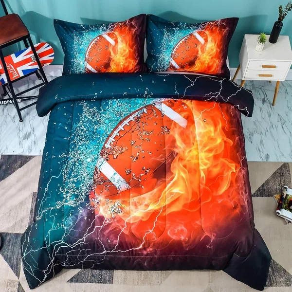 Football Comforter Set Twin(66X90 Inch), 2 Pieces(1 Football Comforter, 1 Pill