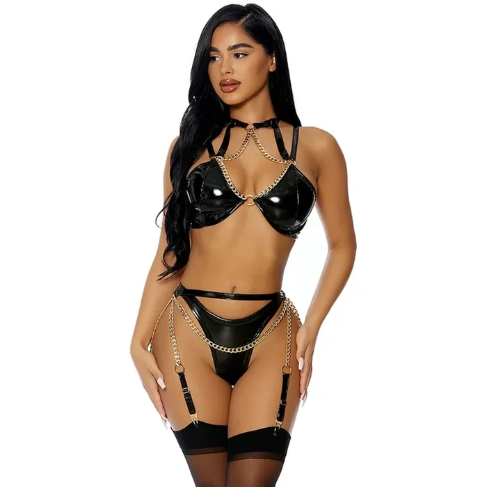 Forplay Link To Me Lingerie Set Black